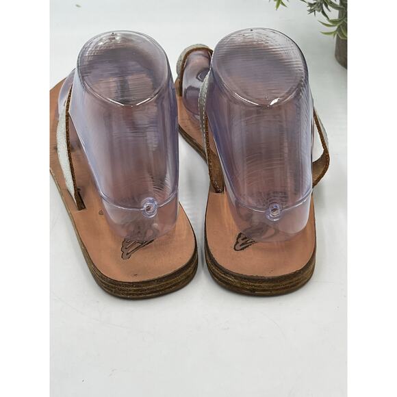 Ancient Greek Leather Melpomeni Platinum Silver Braided Thong Sandals Sz 40/9 - Picture 4 of 8